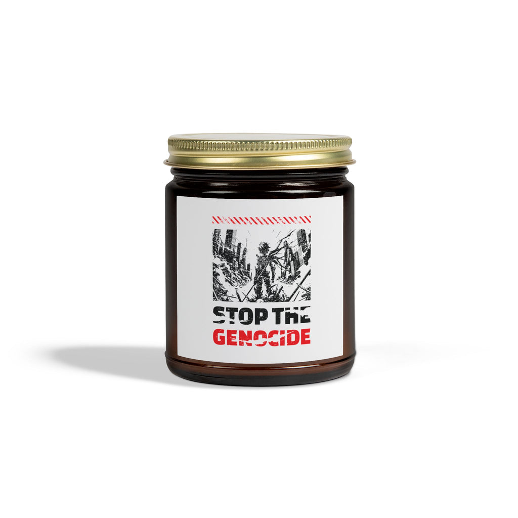 Stop the Genocide Scented Candles - 9oz / Amber / Unscented - Home Decor