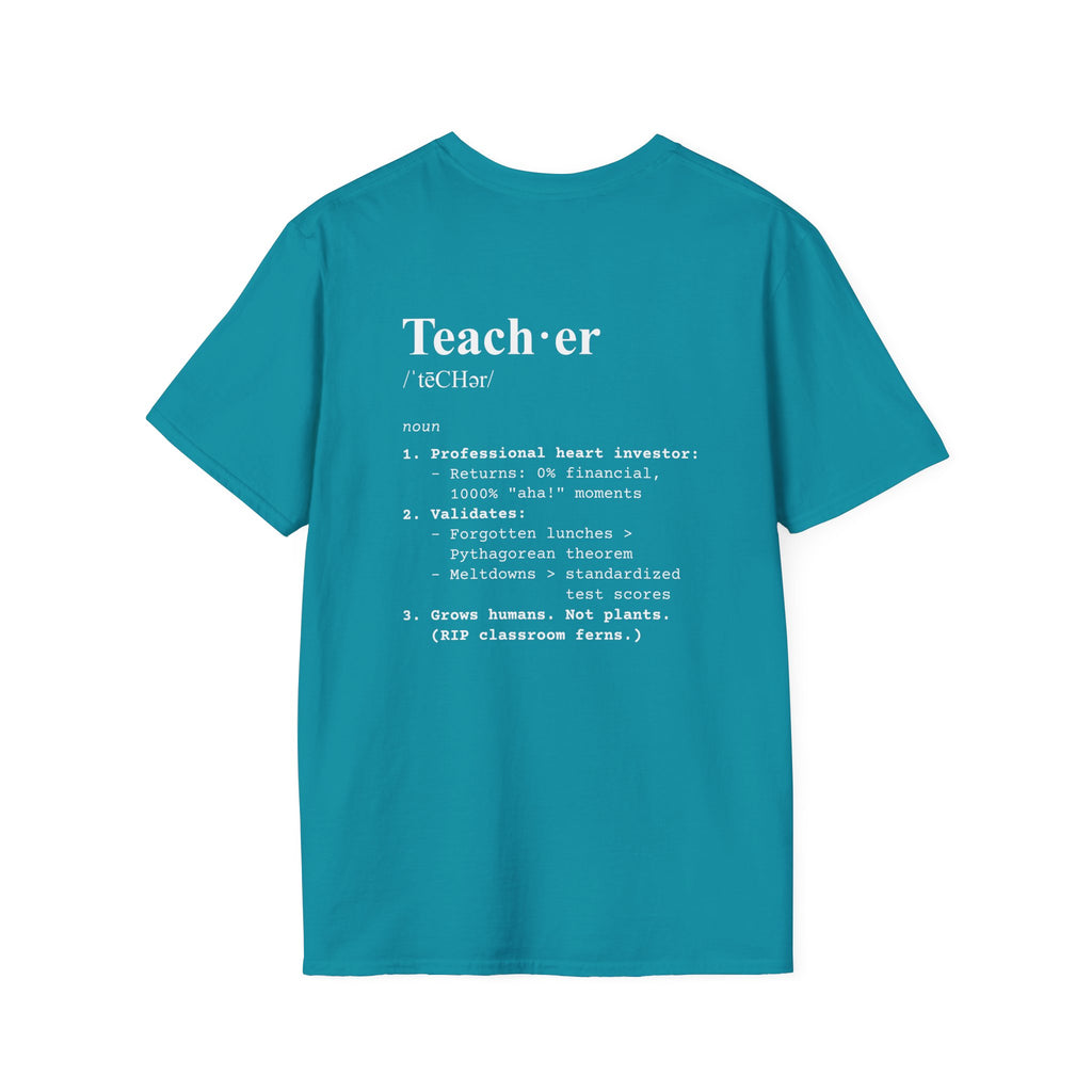 Teacher Definition T-Shirt (V4 - Back Print) - Tropical Blue / S - T-Shirt