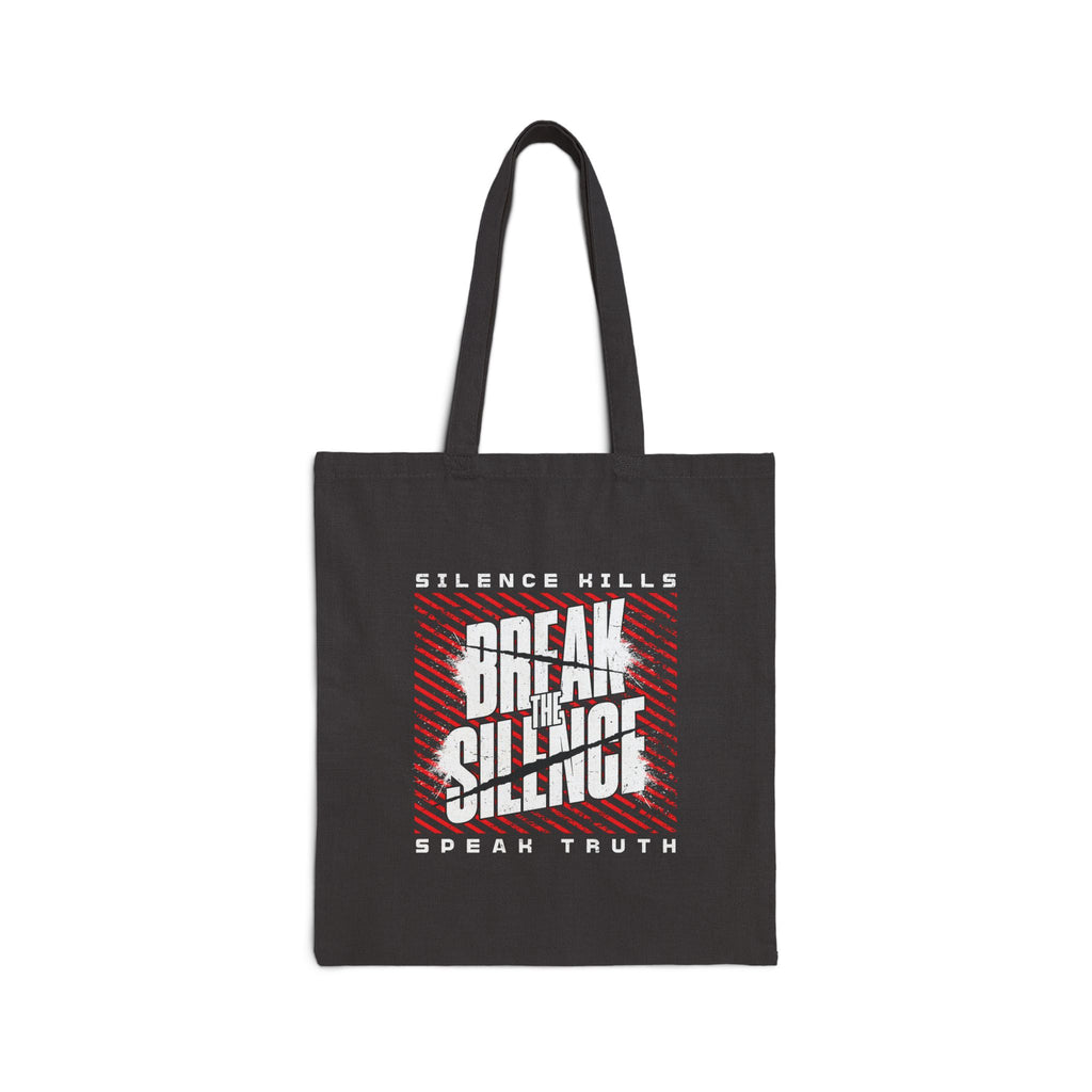 Break the Silence Cotton Canvas Tote Bag - Black / 15’’ x 16’’ - Bags