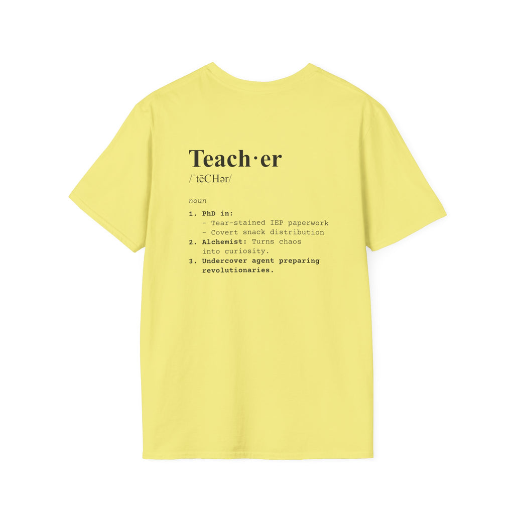 Teacher Definition T-Shirt (V5 - Back Print) - Cornsilk / S - T-Shirt