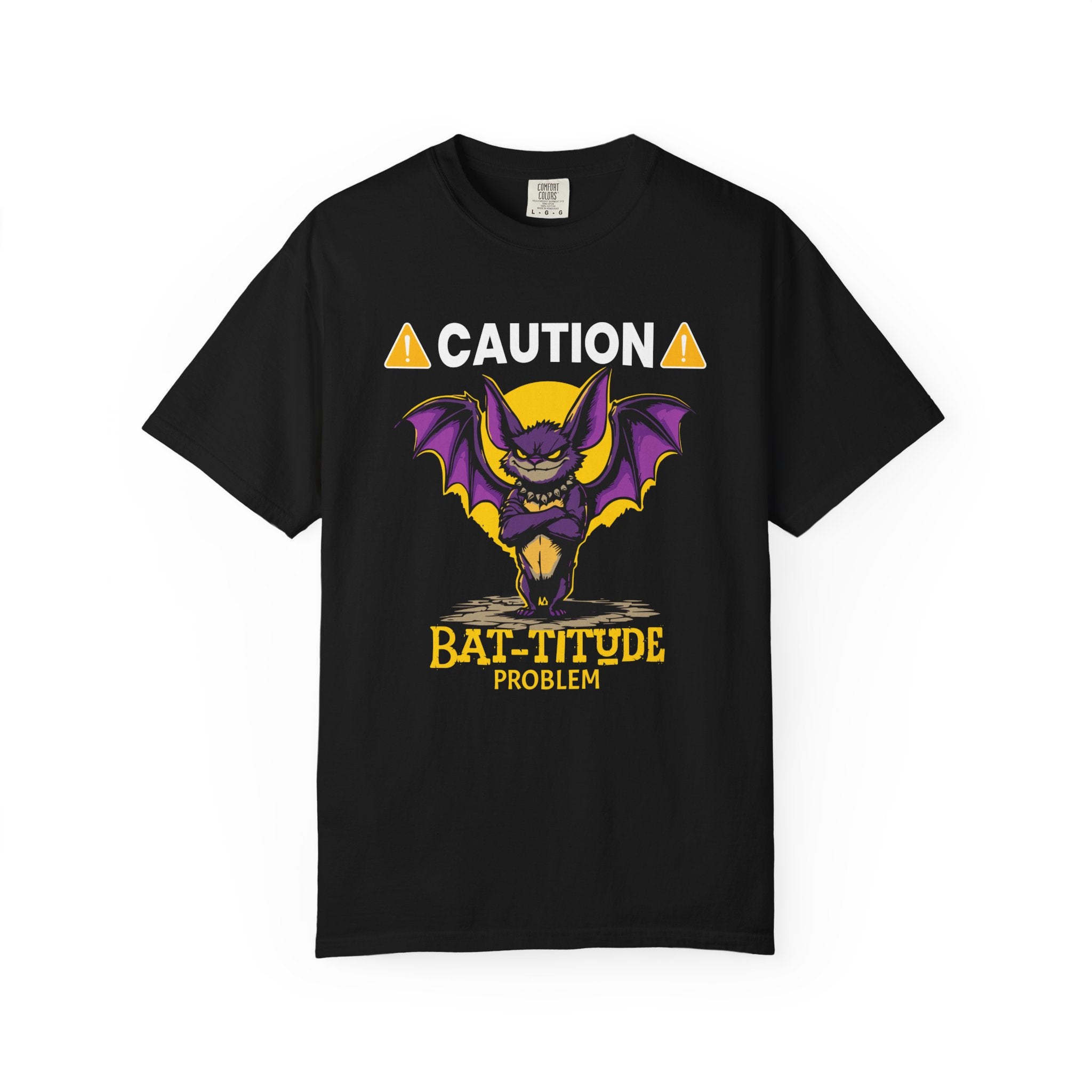 Caution: Bat-titude Problem Halloween T-Shirt - Black / S - T-Shirt