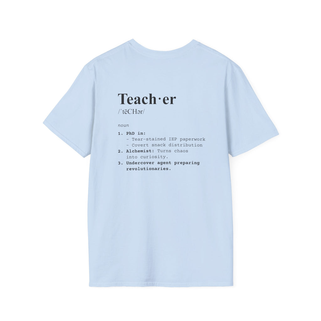 Teacher Definition T-Shirt (V5 - Back Print) - Light Blue / S - T-Shirt