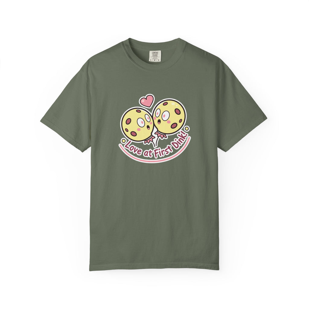 Pickleball ’Love At First Dink’ Couple T-Shirt | Funny Valentine’s Gift For Partners - Moss / S