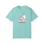’Meowga’ Cat Yoga T-Shirt | Cute Kitten Stretch Pose Graphic Tee - Chalky Mint / S