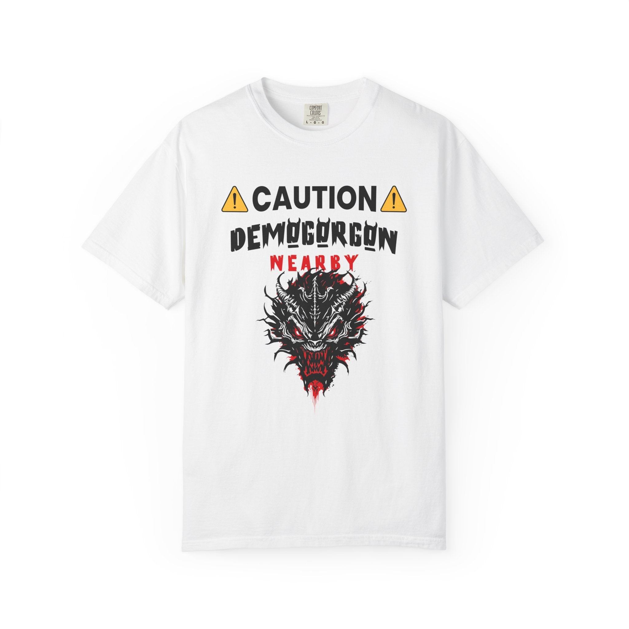 ⚠️ Caution: Demogorgon Nearby T-Shirt - White / S - T-Shirt