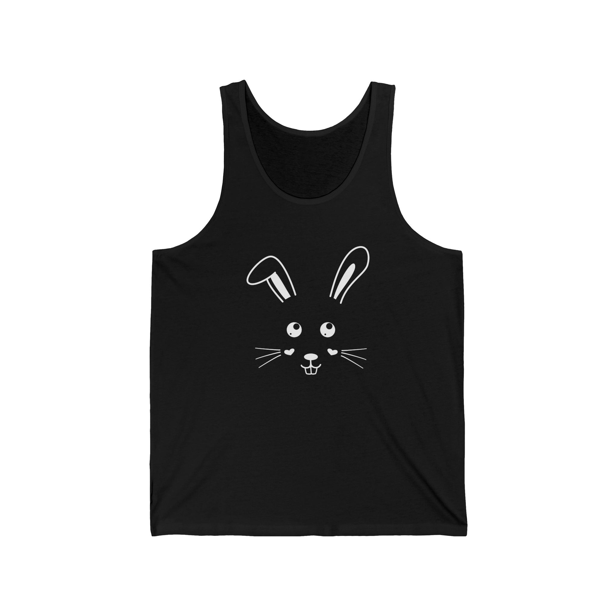 Cute Bunny Face Unisex Jersey Tank Top - XS / Black - Tank Top