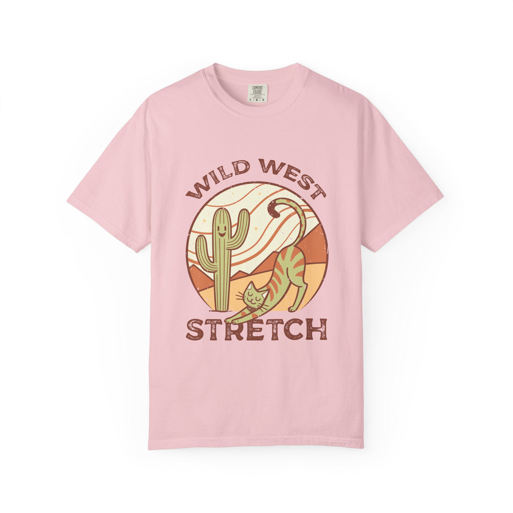 Cat Cowboy Yoga T-Shirt | Wild West Adventure Graphic Tee - Blossom / S