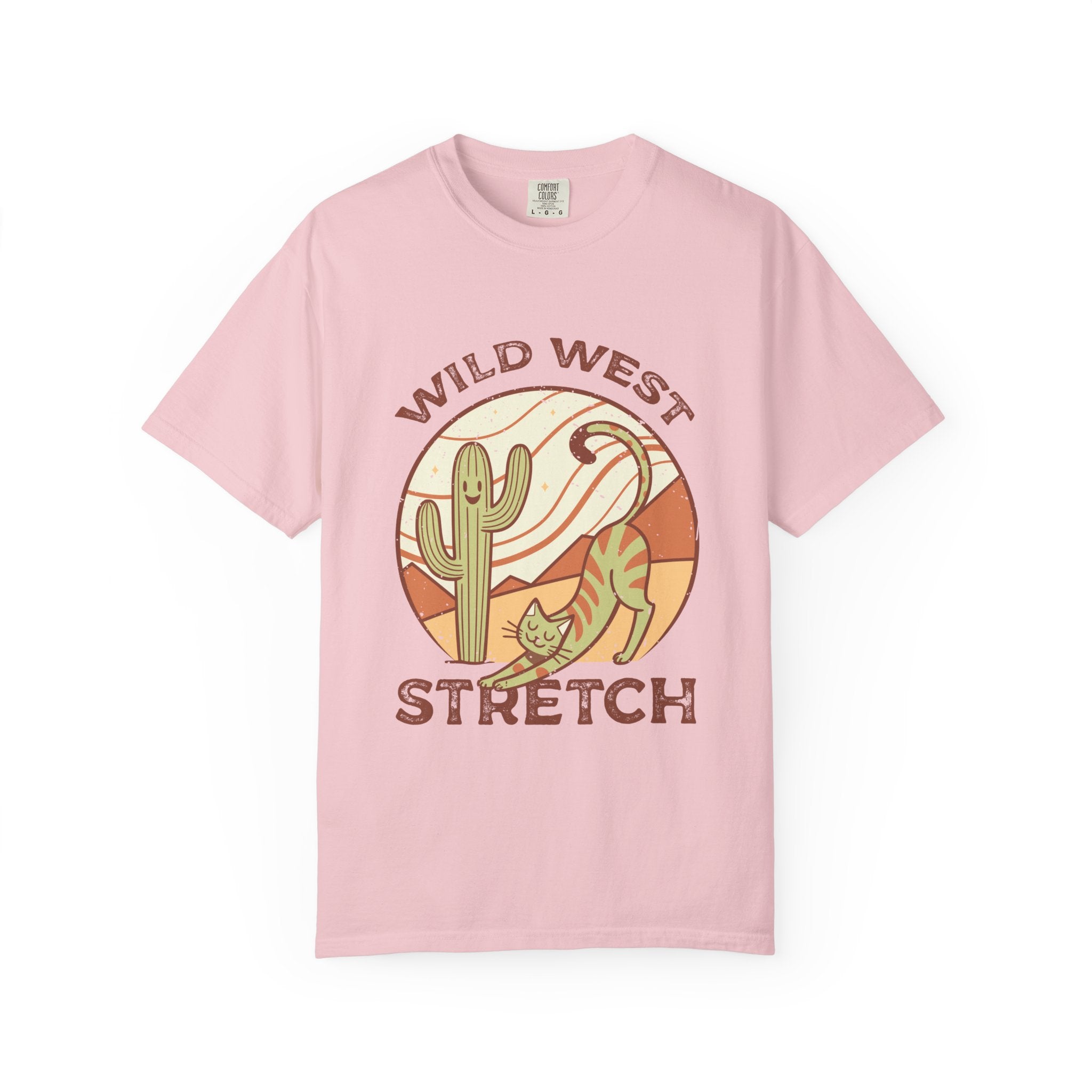 Cat Cowboy Yoga T-Shirt | Wild West Adventure Graphic Tee - Blossom / S