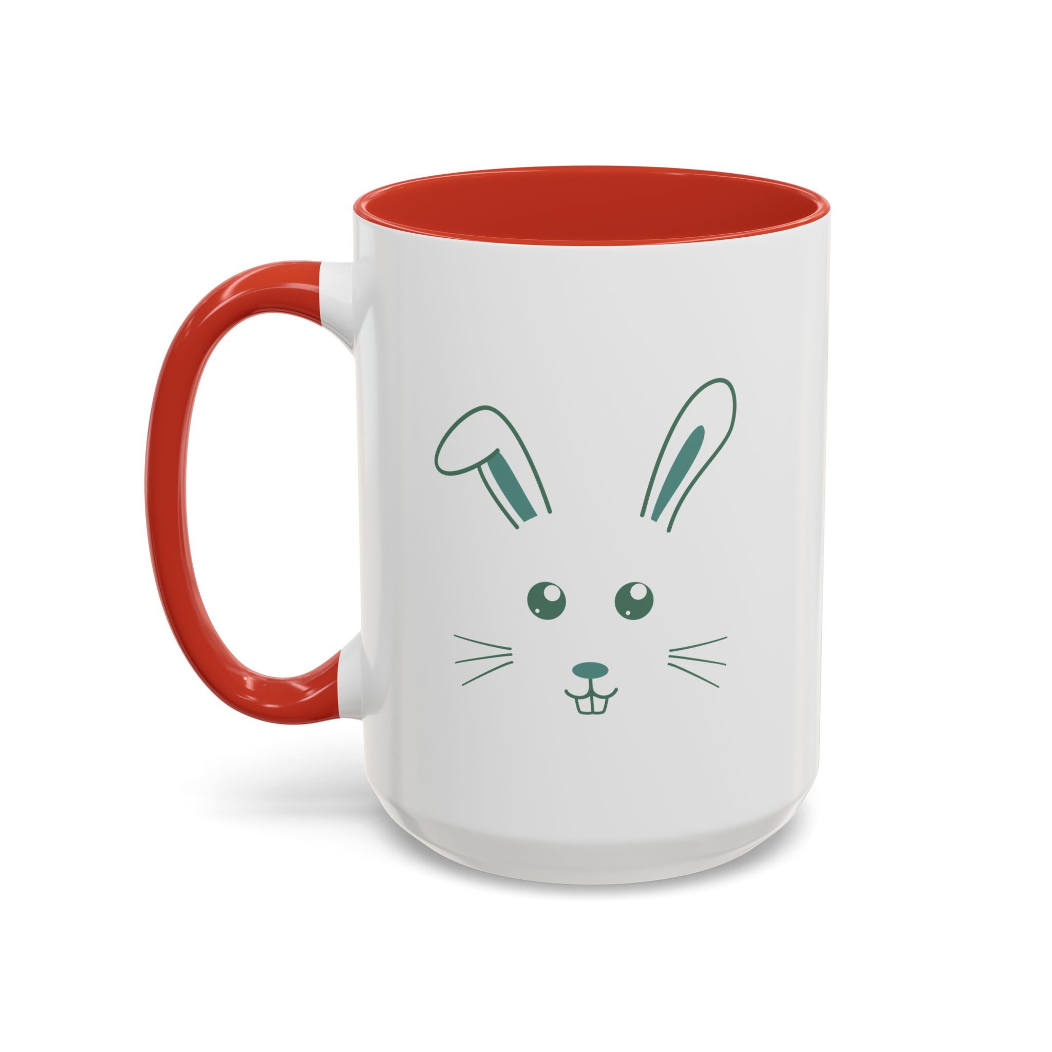 Cute Bunny Rabbit Accent Mug - 15oz / Red