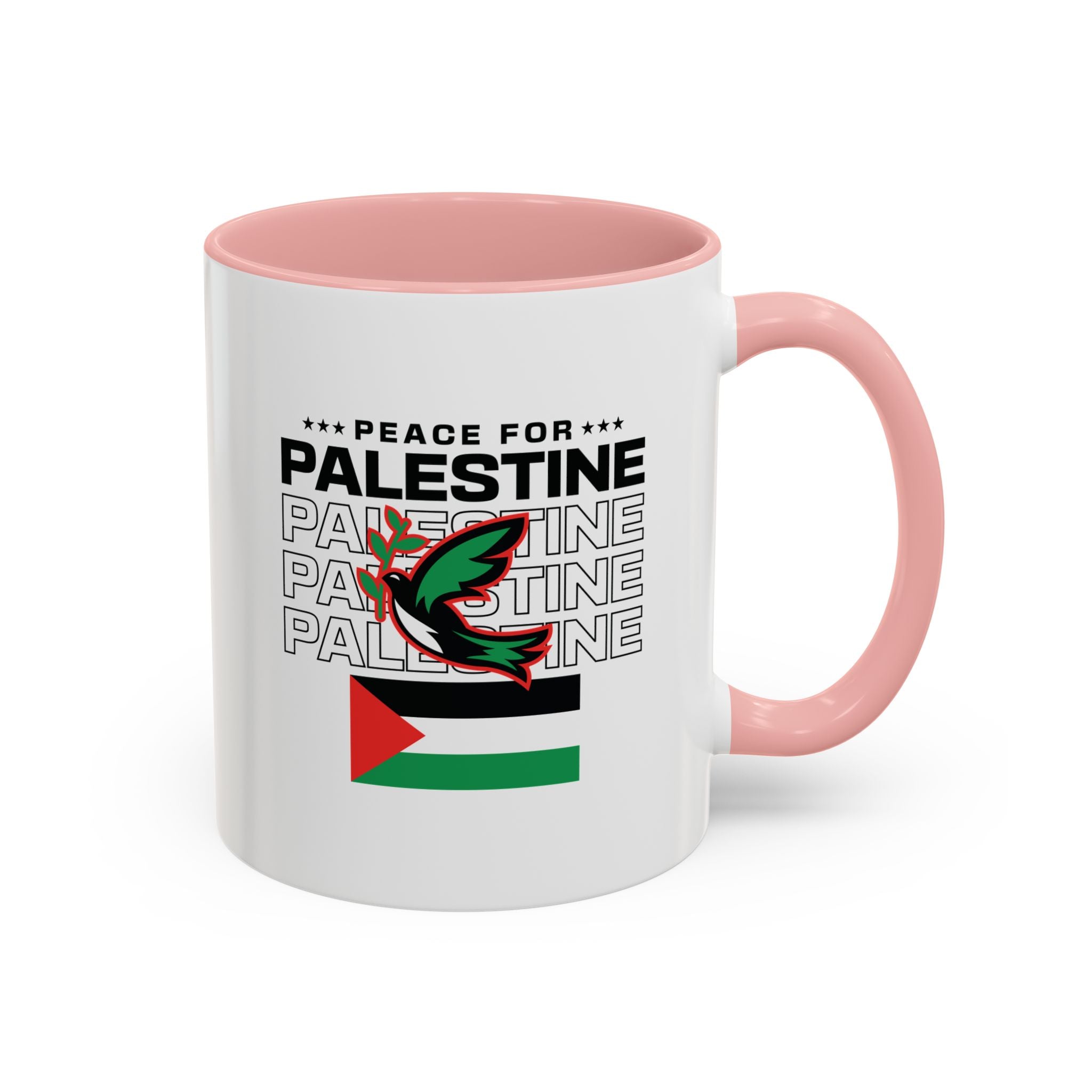 Peace for Palestine Accent Coffee Mug