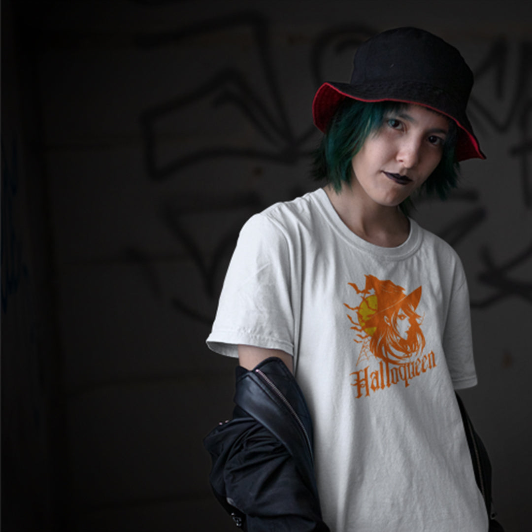 Halloqueen Witch T-Shirt: Sassy Halloween Queen Tee with Vintage Retro Design - T-Shirt