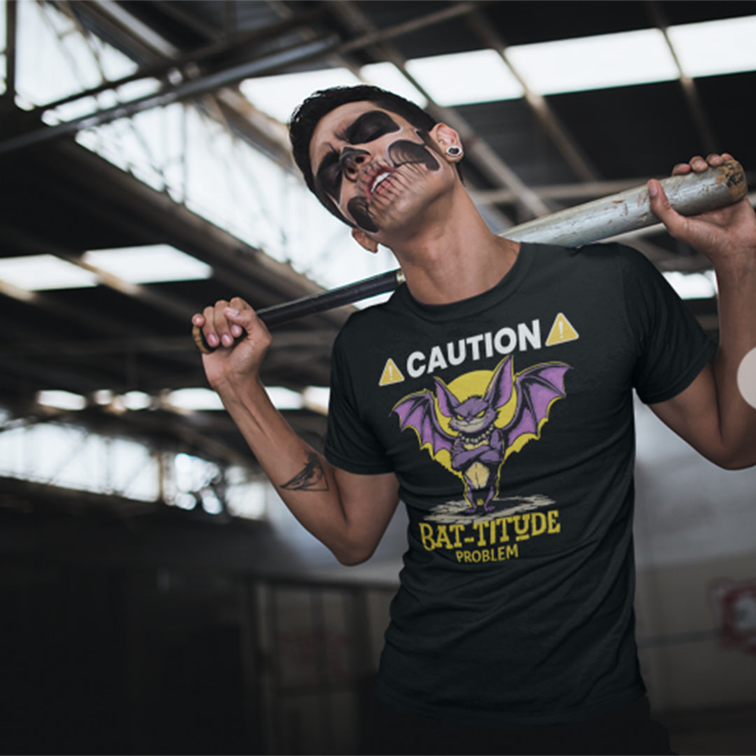 Caution: Bat-titude Problem Halloween T-Shirt - T-Shirt