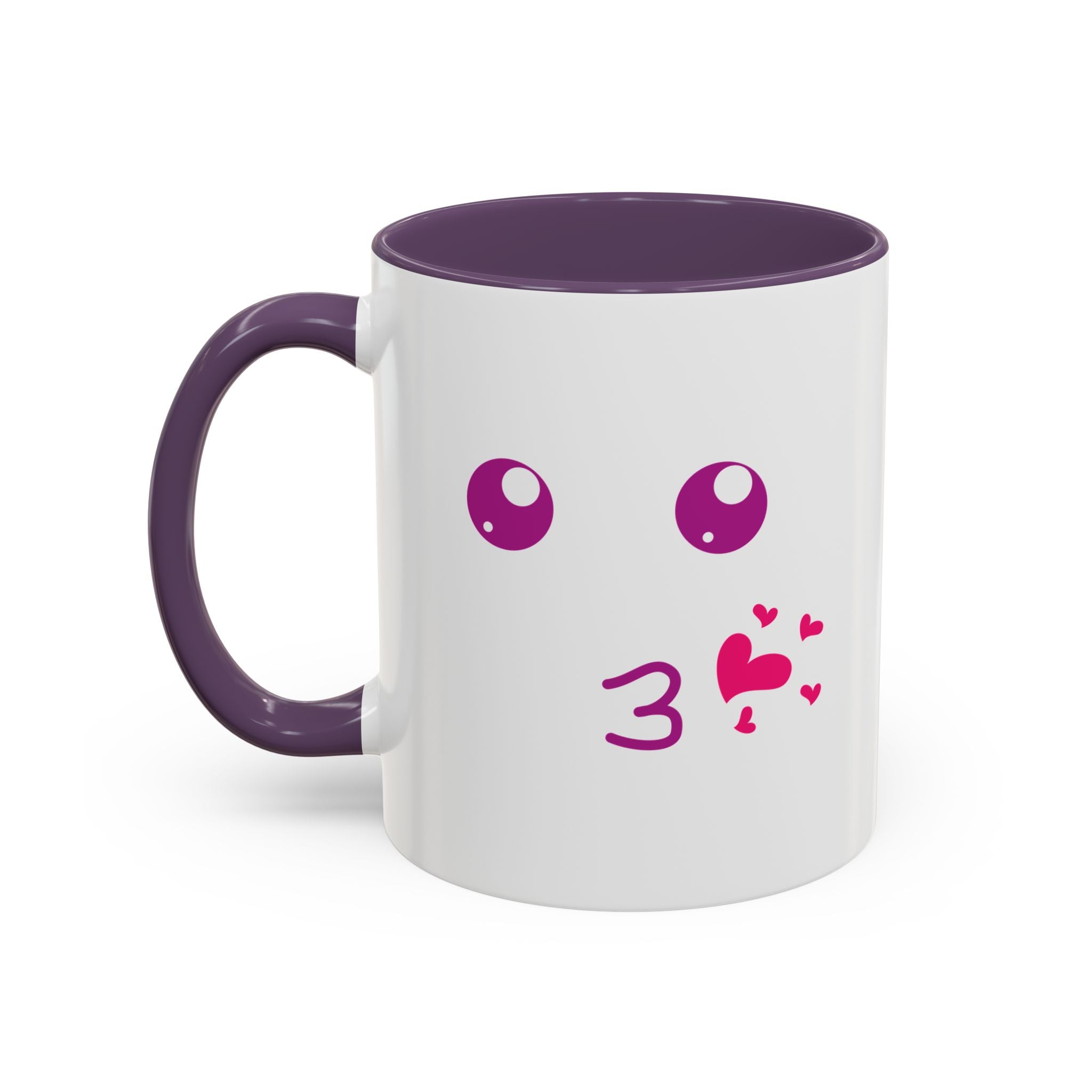 Cute Kiss Smiley Face Mug | XOXO Coffee Cup - 11oz / Purple