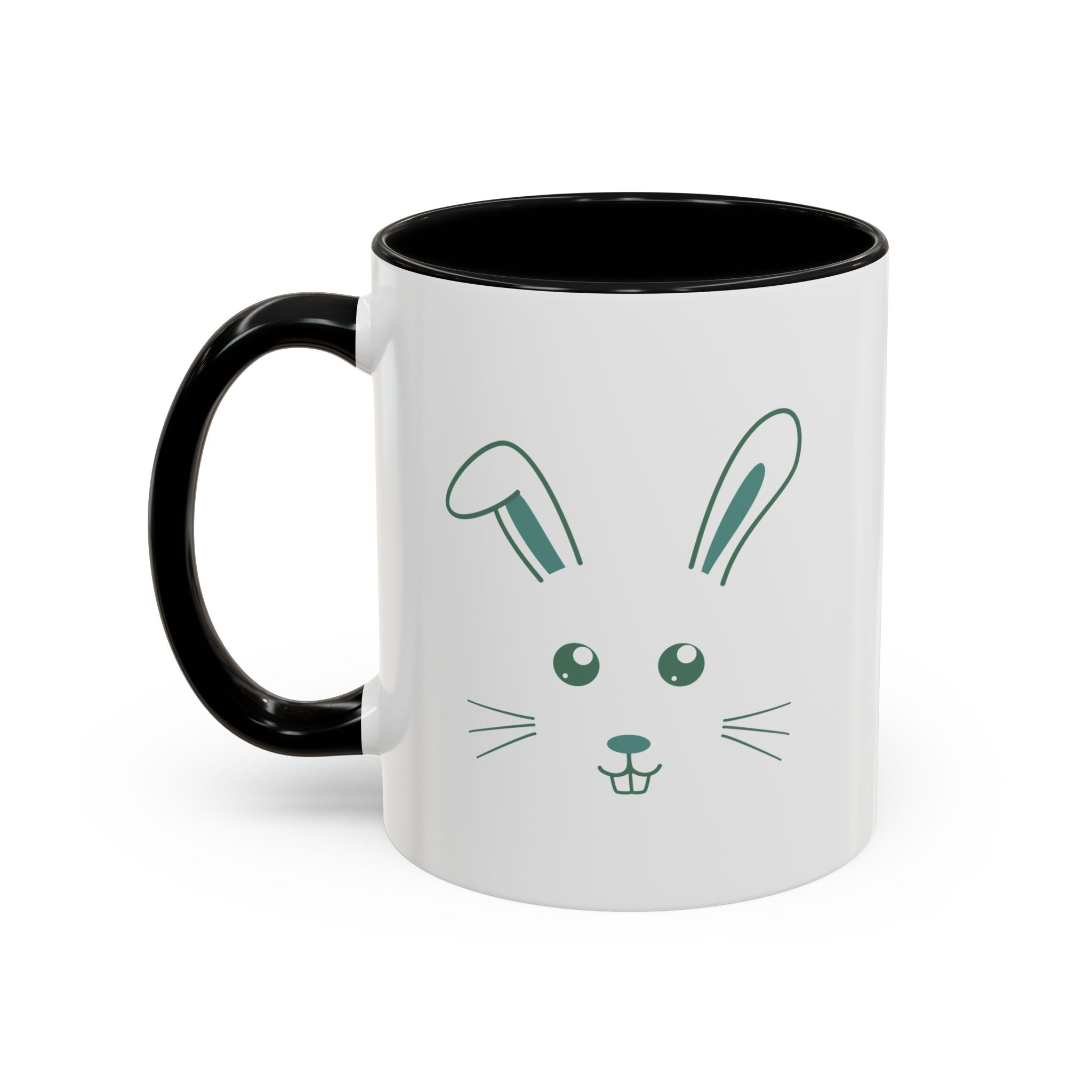 Cute Bunny Rabbit Accent Mug - 11oz / Black