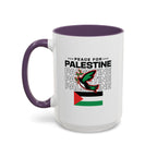 Peace for Palestine Accent Coffee Mug - 15oz / Purple