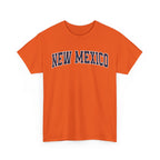 Orange t-shirt with 'NEW MEXICO' text on a white background