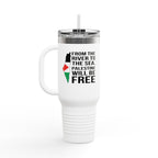 Palestine Freedom Insulated Travel Mug - 40oz / White