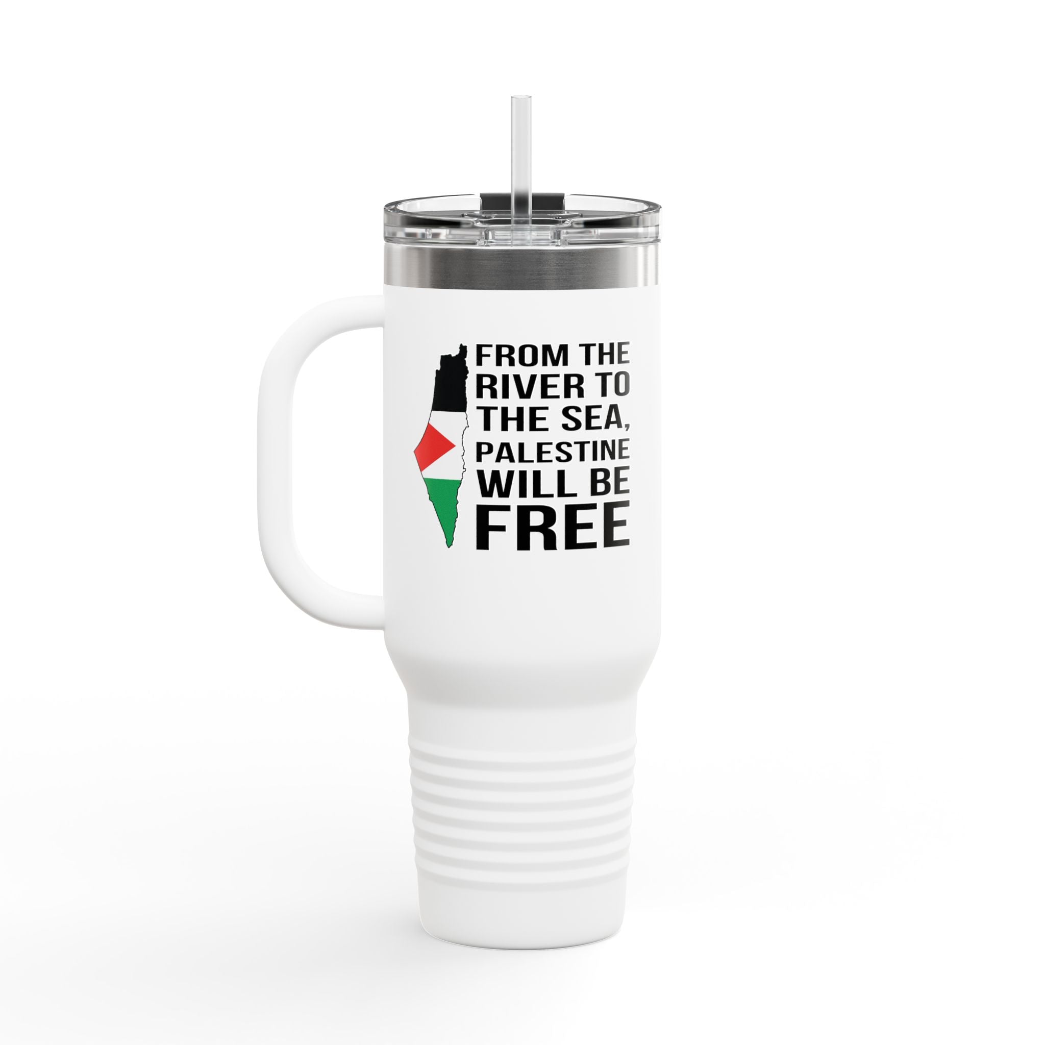 Palestine Freedom Insulated Travel Mug - 40oz / White