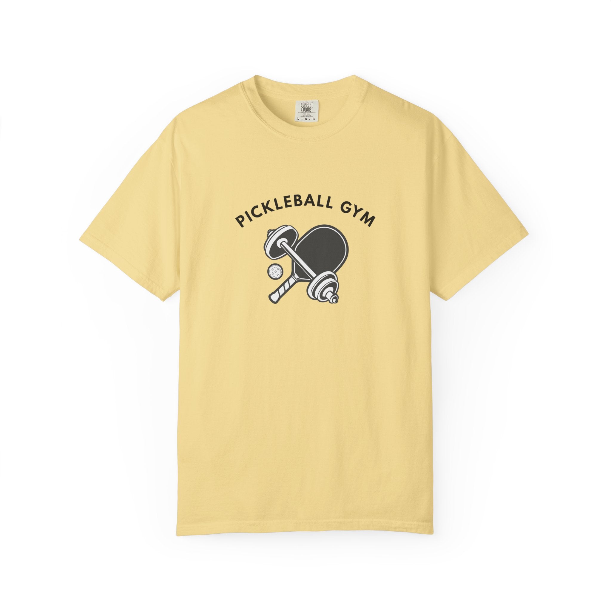 Funny Pickleball Gym T-Shirt | Paddle & Dumbbell Athletic Fitness Tee - Butter / S