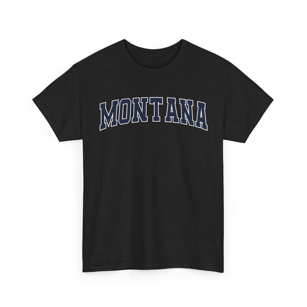 Black t-shirt with 'MONTANA' printed on a white background
