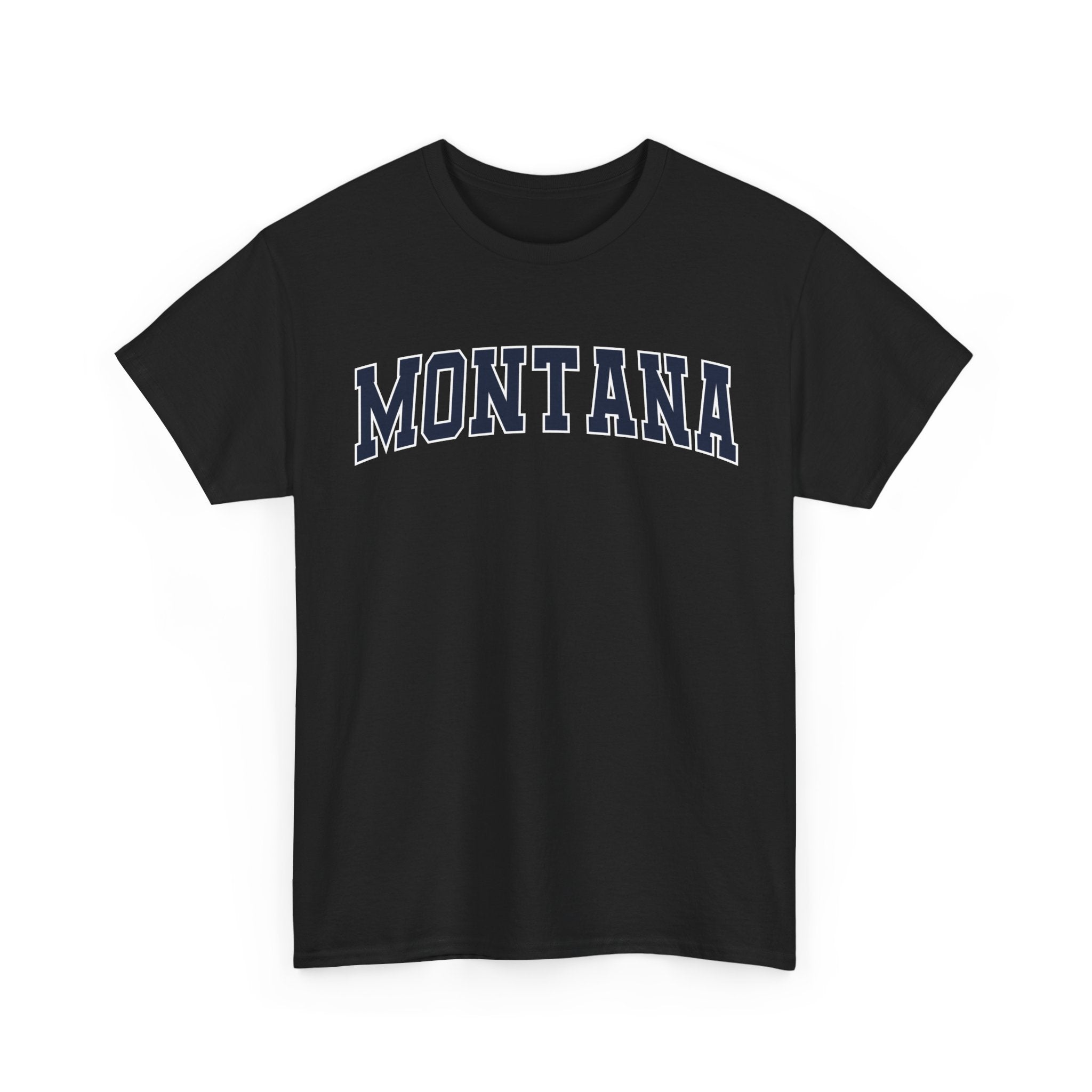 Black t-shirt with 'MONTANA' printed on a white background
