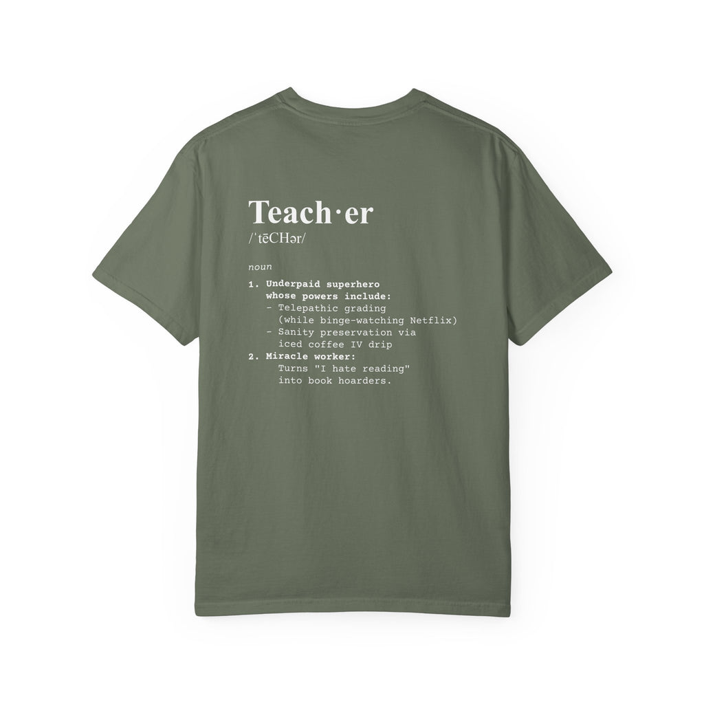 Teacher Definition T-Shirt (V1 - Back Print) - Moss / S - T-Shirt
