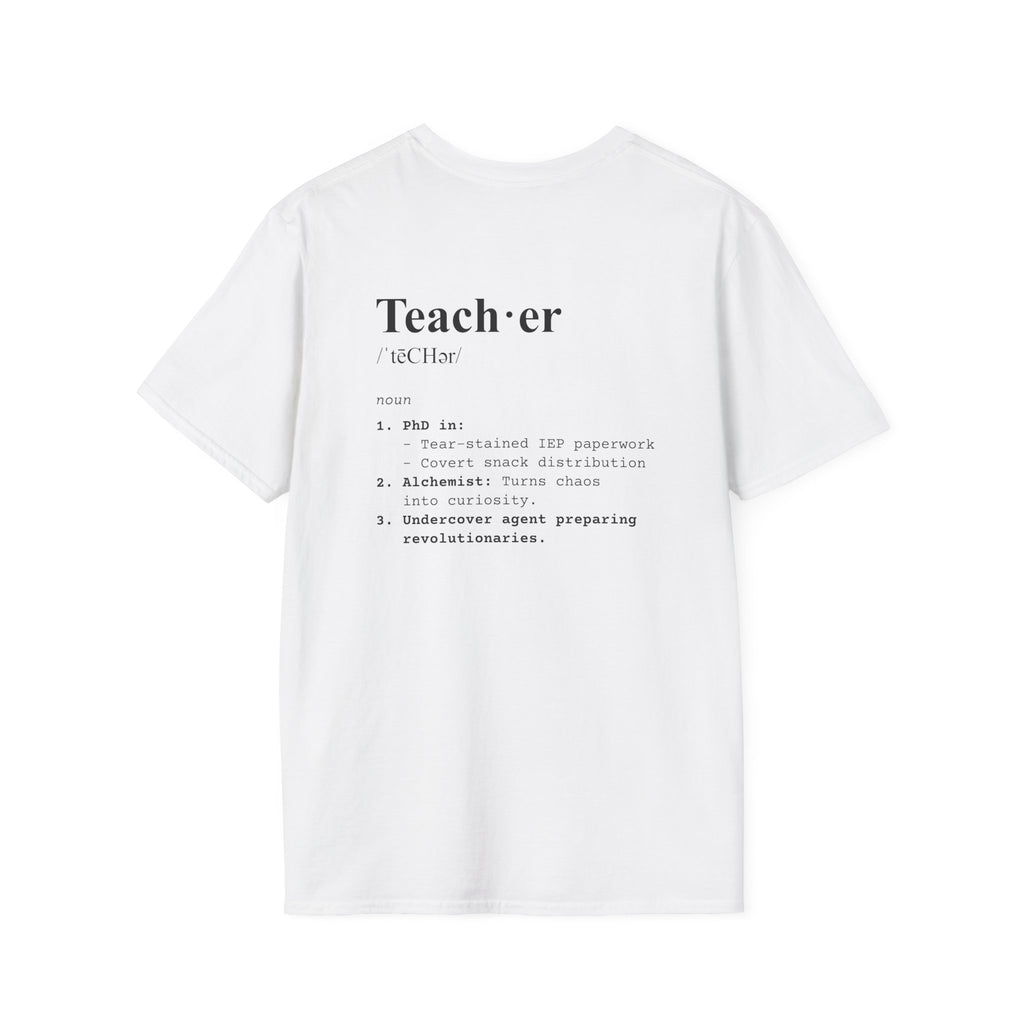 Teacher Definition T-Shirt (V5 - Back Print) - White / S - T-Shirt