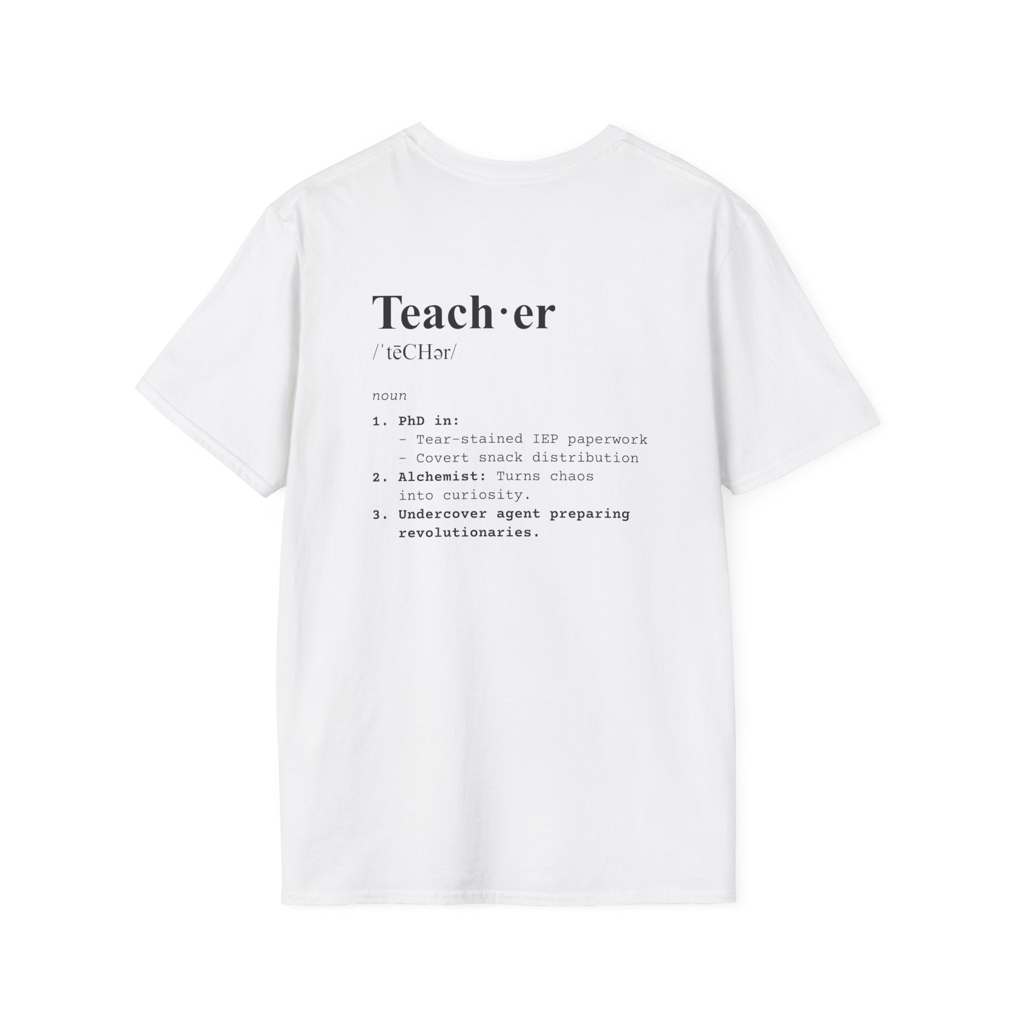 Teacher Definition T-Shirt (V5 - Back Print) - White / S - T-Shirt