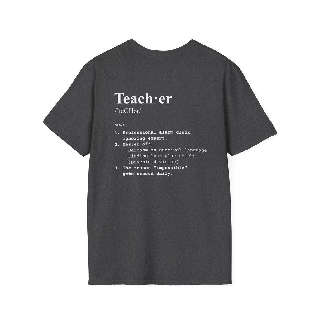 Teacher Definition T-Shirt (V3 - Back Print) - Dark Heather / S - T-Shirt