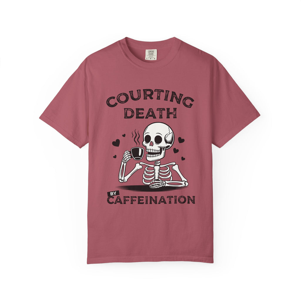 Coffee Skeleton Shirt | Humorous Caffeine Addict Tee - Crimson / S - T-Shirt