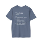 Teacher Definition T-Shirt (V4 - Back Print) - Heather Indigo / S - T-Shirt