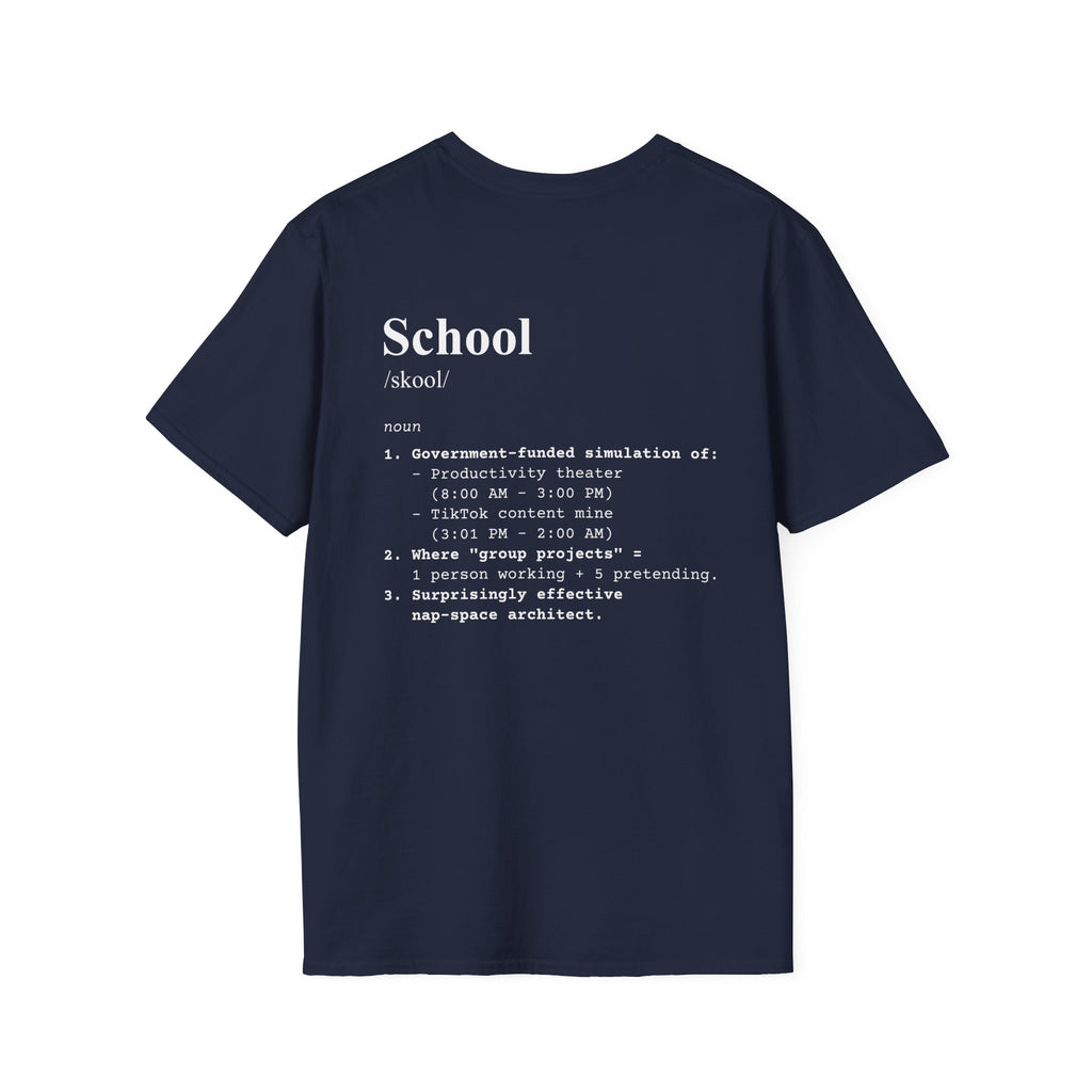 School Definition T-Shirt (V1 - Back Print) - Navy / S - T-Shirt