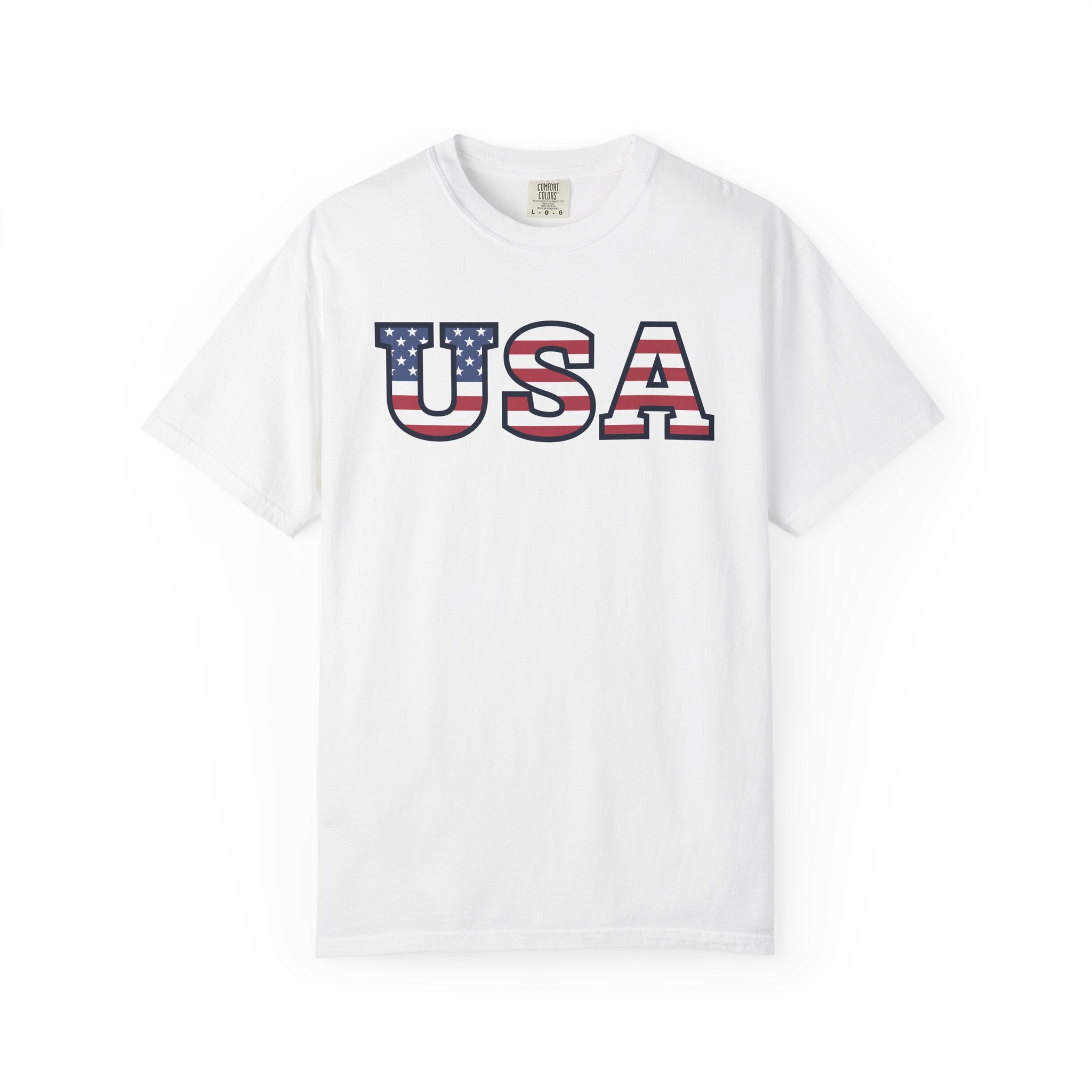 USA Typography Patriotic T-Shirt - White / S