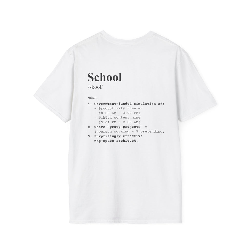School Definition T-Shirt (V1 - Back Print) - White / S - T-Shirt