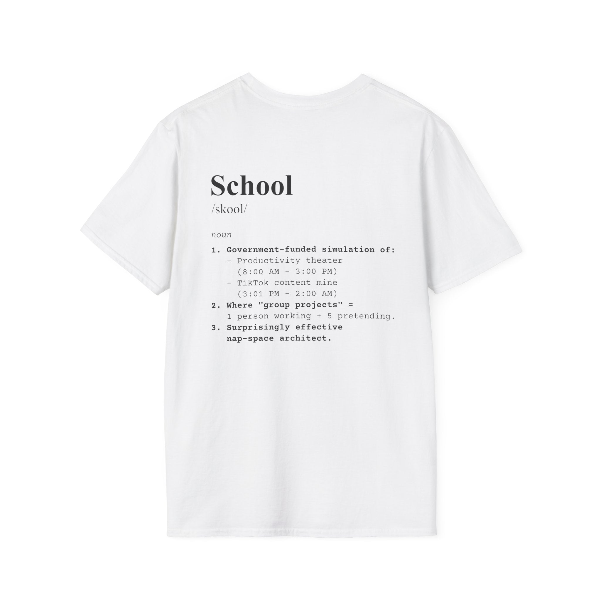 School Definition T-Shirt (V1 - Back Print) - White / S - T-Shirt