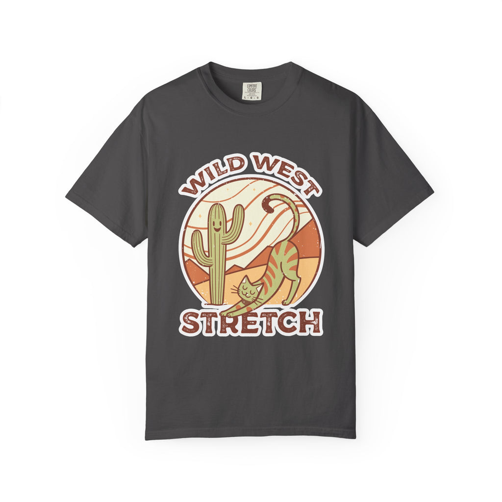 Cat Cowboy Yoga T-Shirt | Wild West Adventure Graphic Tee - Graphite / S
