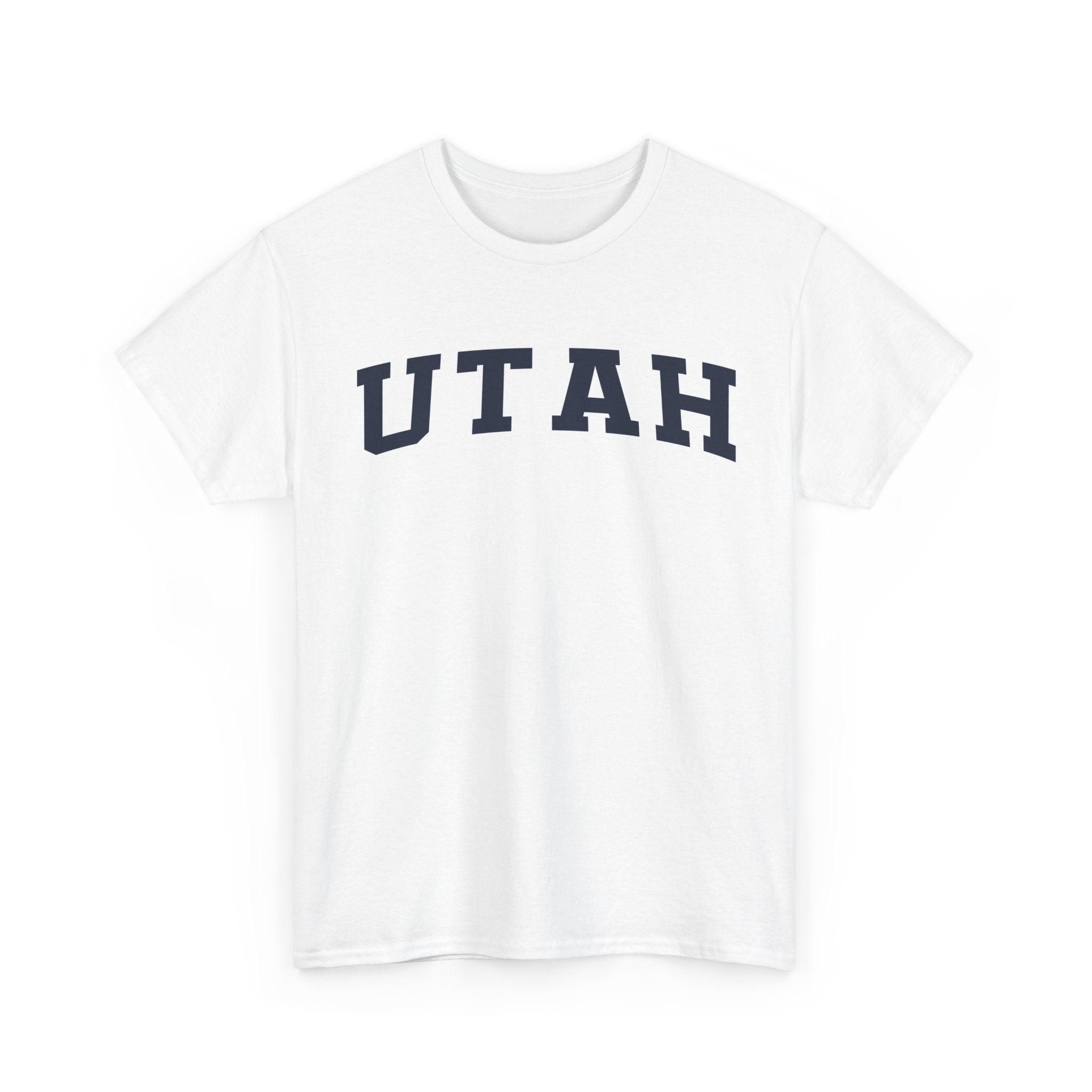 White t-shirt with 'UTAH' printed on it against a white background
