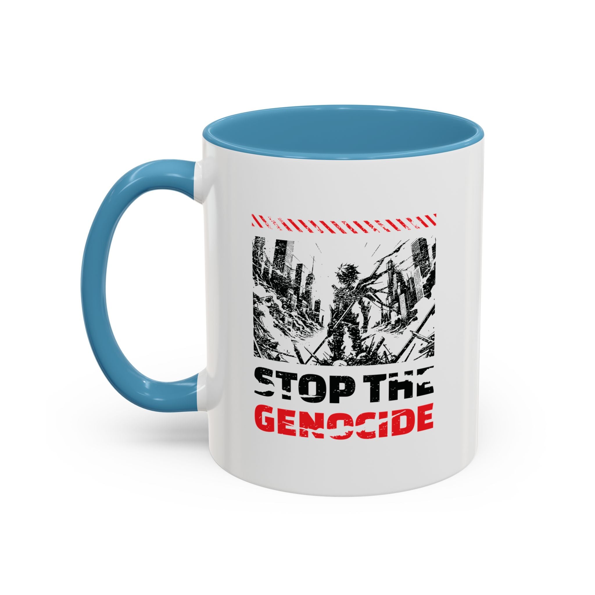 Stop the Genocide Accent Coffee Mug - 11oz / Light Blue