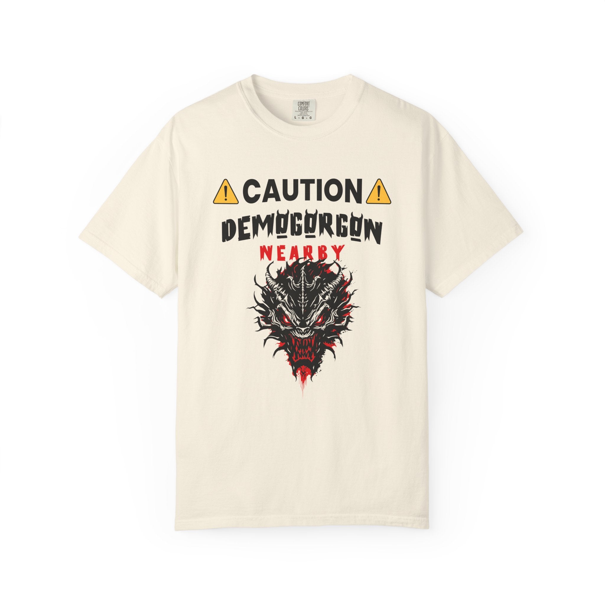 ⚠️ Caution: Demogorgon Nearby T-Shirt - Ivory / S - T-Shirt