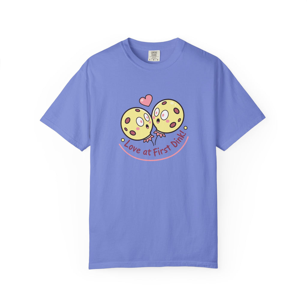 Pickleball ’Love At First Dink’ Couple T-Shirt | Funny Valentine’s Gift For Partners - Flo Blue / S