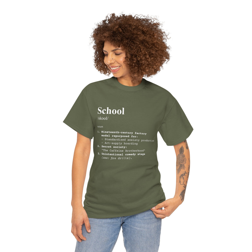 School Definition Unisex Tee Perfect for Students Teachers Casual Wear Back to School Birthday Gifts Graduation