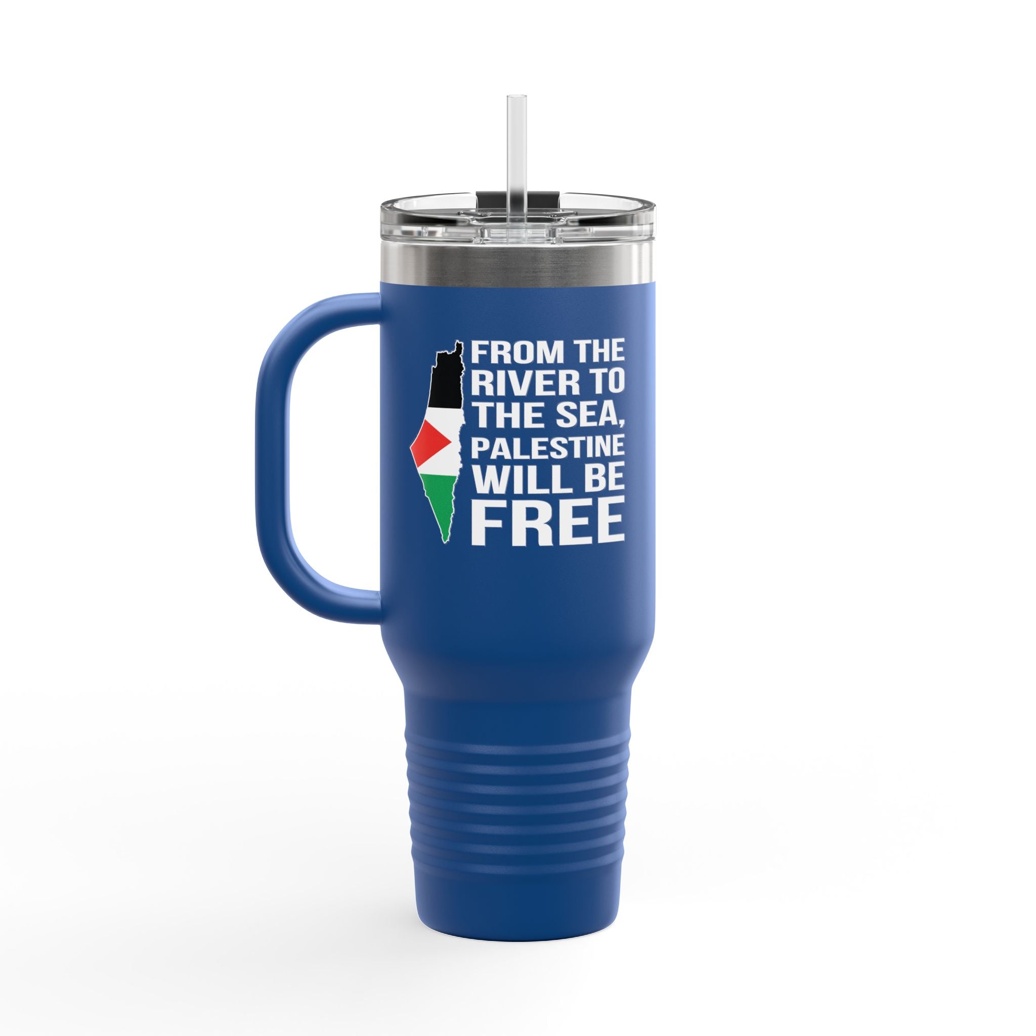 Palestine Freedom Insulated Travel Mug - 40oz / Royal Blue
