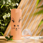 Cute Bunny Skinny Tumbler 20oz with Straw - Glossy / Glitter Blush / 20oz - Mug