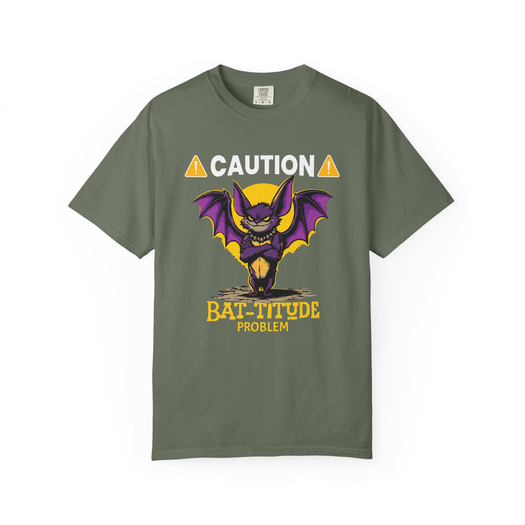 Caution: Bat-titude Problem Halloween T-Shirt - Moss / S - T-Shirt