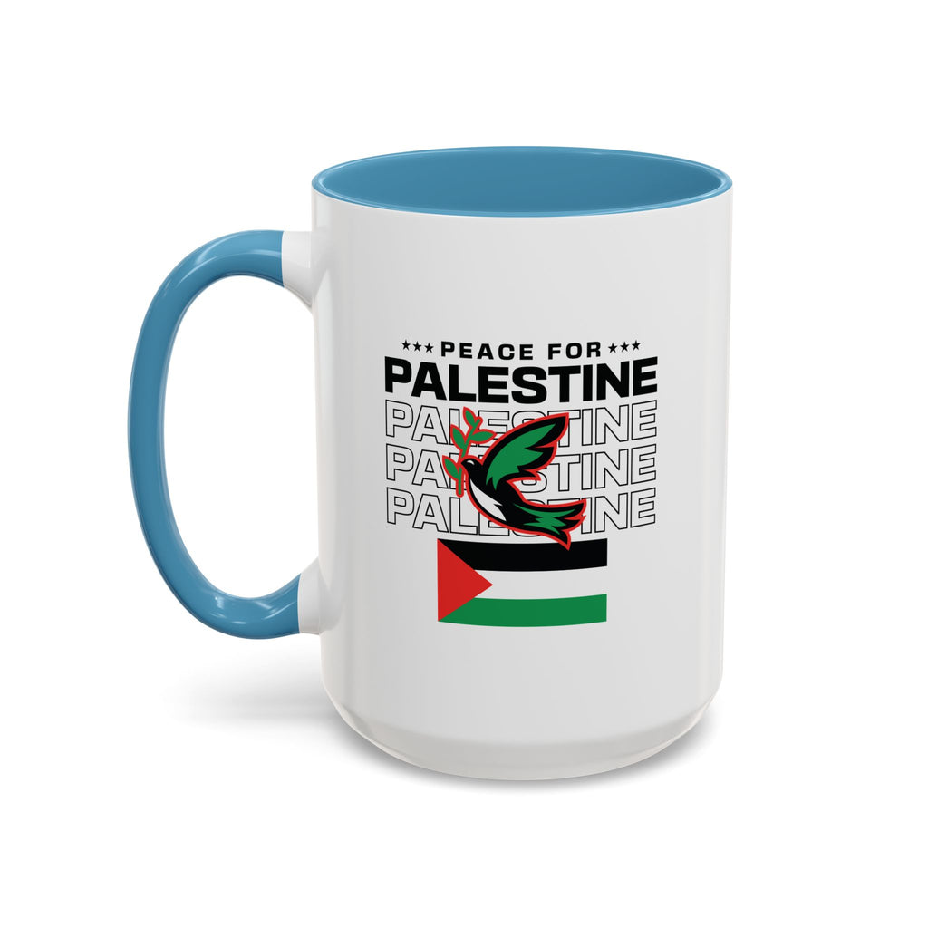 Peace for Palestine Accent Coffee Mug - 15oz / Light Blue