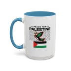 Peace for Palestine Accent Coffee Mug - 15oz / Light Blue