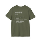 Teacher Definition T-Shirt (V3 - Back Print) - Military Green / S - T-Shirt