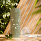 Cute Bunny Skinny Tumbler 20oz with Straw - Glossy / Glitter Seascape / 20oz - Mug