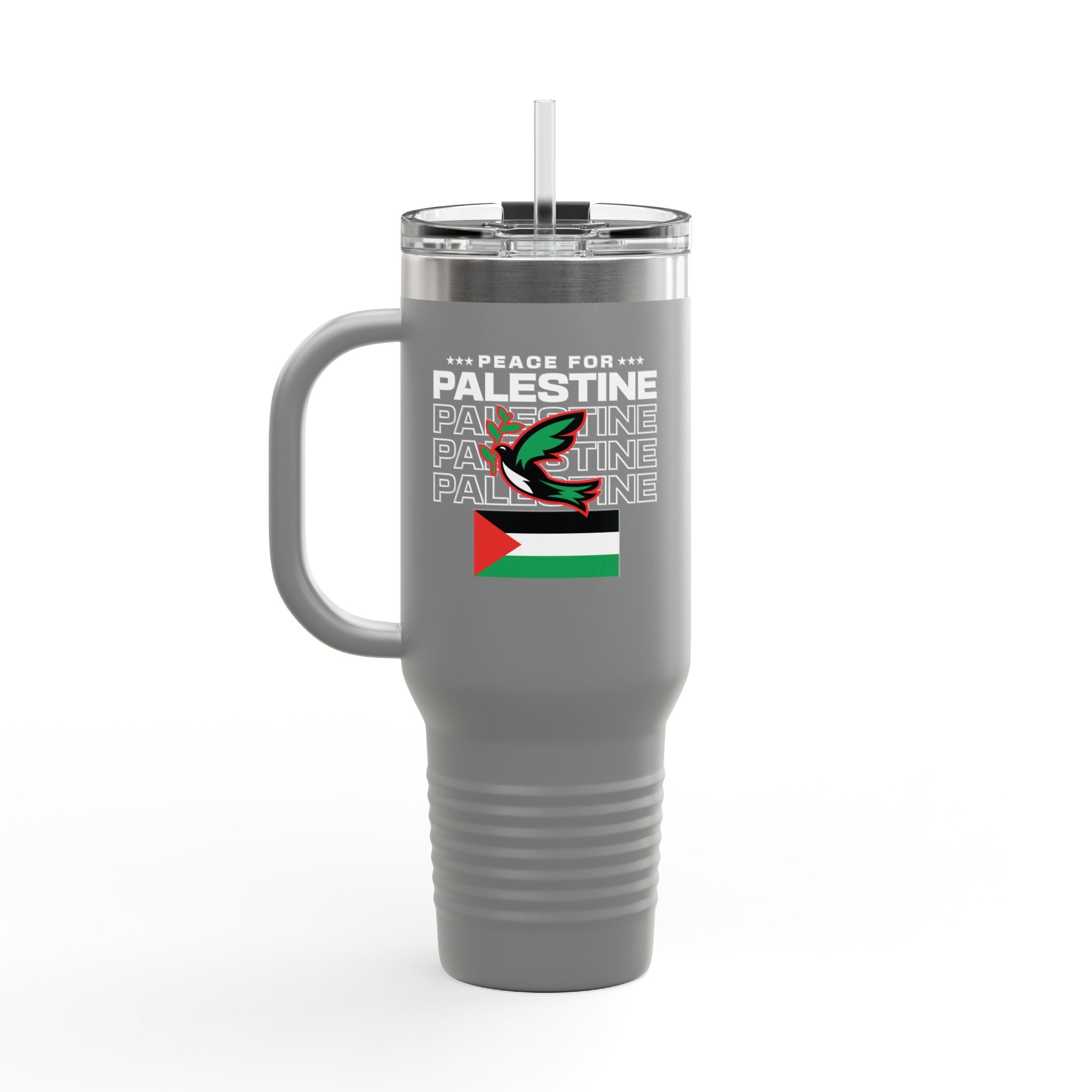 Peace for Palestine Insulated Travel Mug - 40oz / Dark Gray