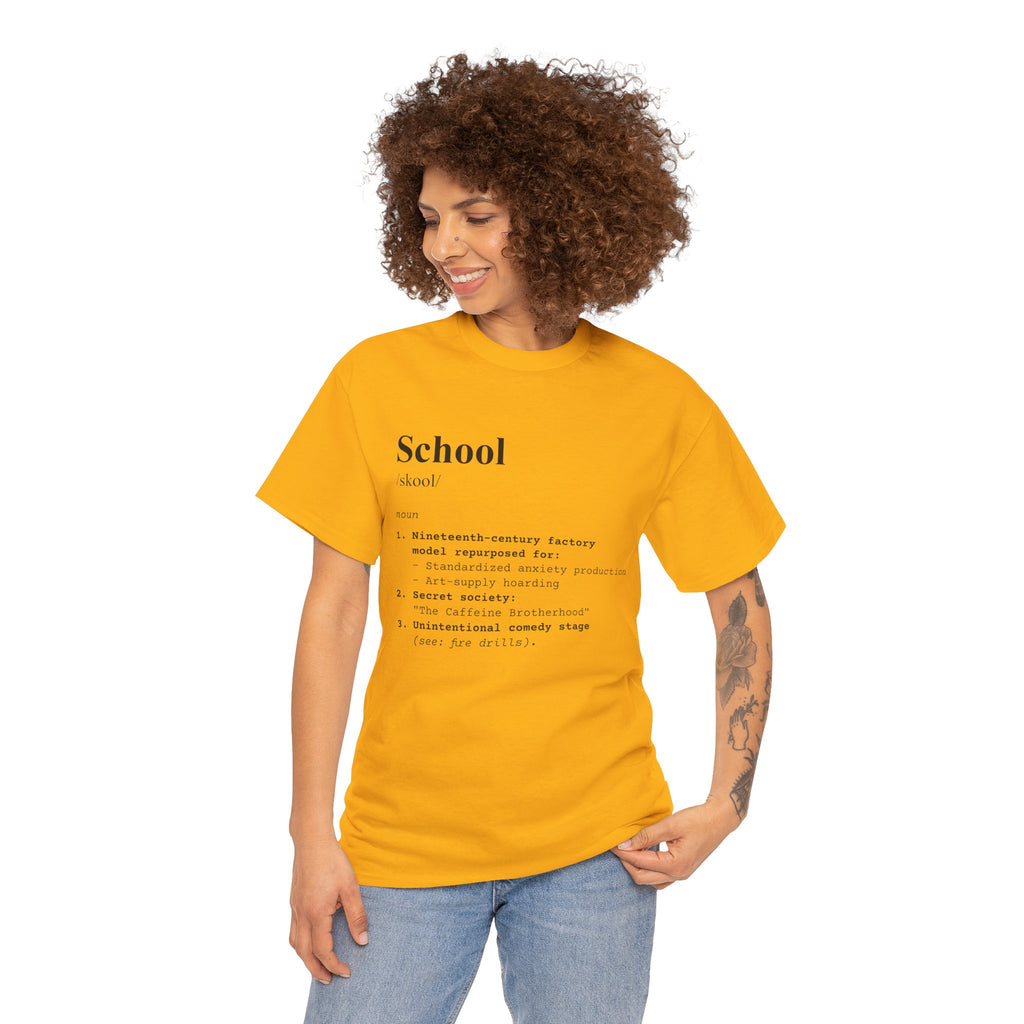 School Definition Unisex Tee Perfect for Students Teachers Casual Wear Back to School Birthday Gifts Graduation